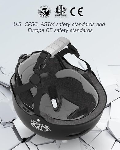 Skateboard Cycling Helmet - Triple Certified Two Removable Liners Ventilation Multi-Sport Scooter Roller Skate Inline Skating Rollerblading BMX MTB for Kids, Youth & Adults in Kuwait