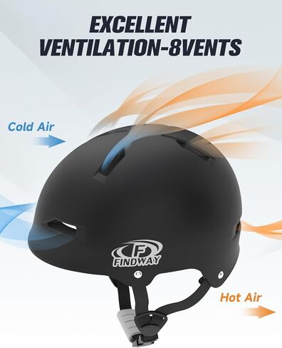 Skateboard Cycling Helmet - Triple Certified Two Removable Liners Ventilation Multi-Sport Scooter Roller Skate Inline Skating Rollerblading BMX MTB for Kids, Youth & Adults in Kuwait