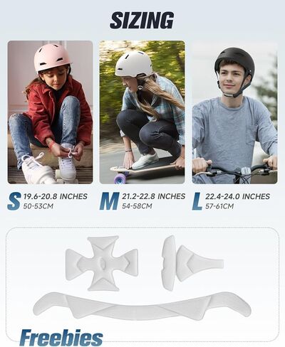 Skateboard Cycling Helmet - Triple Certified Two Removable Liners Ventilation Multi-Sport Scooter Roller Skate Inline Skating Rollerblading BMX MTB for Kids, Youth & Adults in Kuwait