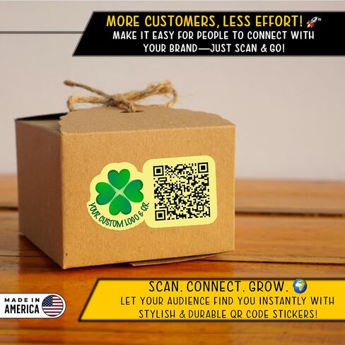 Custom QR Code Logo Stickers - Promote Your Brand Personalize Your Customized Labels Presence Social Media, Website or Landing Page Lifetime Text Name Image Photo UV Laminated (Vertical) in Saudi Arabia