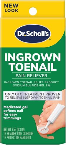 Dr. Scholl's INGROWN TOENAIL PAIN RELIEVER & TRIMMING KIT, 0.3 oz // Only OTC Treatment Proven to Relieve Ingrown Toenail Pain - Includes Medicated Gel + Foam Rings + Bandages + Clipper & Pusher Tools in Saudi Arabia