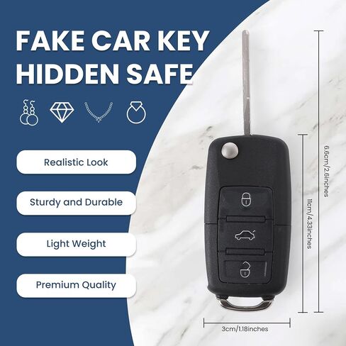 Meejune Fake Car Key Hidden Safe with Secret Compartment - Realistic Looking Key Fob to Store Jewelry or Valuables, Diversion Safe Hidden Safes in Plain Sight, 1 Pack in Saudi Arabia