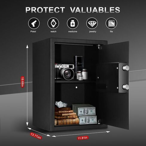 TIGERKING Digital Keypad Safe Box, Small Safe Money Safe Lock Box Cabinet Safes, Solid Alloy Steel Office Hotel Home Mini Safes for Cash Jewelry Documents,0.5 Cubic Feet (White) in Saudi Arabia