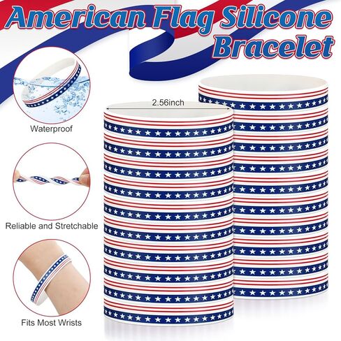 60 Pcs American Flag Ballpoint Pens Red White Blue Patriotic Stars Stripes Stationery Gift Silicone Wristband Bookmarks for Veterans Memorial Day in Saudi Arabia