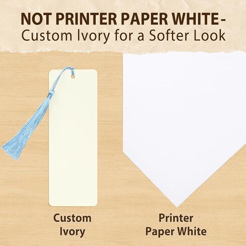 102 pcs Blank Bookmarks with Colorful Tassels – 350gsm Cardstock Bookmark Blanks for DIY Crafts, Holiday Gift Tags, Classroom Projects & Reading Rewards – 5.5 x 2 inch Bookmark Kit (Ivory White) in Saudi Arabia