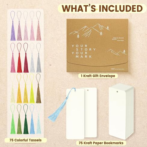 102 pcs Blank Bookmarks with Colorful Tassels – 350gsm Cardstock Bookmark Blanks for DIY Crafts, Holiday Gift Tags, Classroom Projects & Reading Rewards – 5.5 x 2 inch Bookmark Kit (Ivory White) in Saudi Arabia