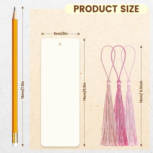 102 pcs Blank Bookmarks with Colorful Tassels – 350gsm Cardstock Bookmark Blanks for DIY Crafts, Holiday Gift Tags, Classroom Projects & Reading Rewards – 5.5 x 2 inch Bookmark Kit (Ivory White) in Saudi Arabia