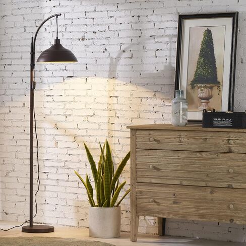 WOXXX Industrial Floor Lamp Modern Rustic Task Floor Lamp in Aged Bronze Finish, Standing Lamp Farmhouse arc Floor Lamps for Living Room Bedrooms Office Vintage Arched Bright Tall Reading lamp in Saudi Arabia