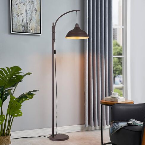 WOXXX Industrial Floor Lamp Modern Rustic Task Floor Lamp in Aged Bronze Finish, Standing Lamp Farmhouse arc Floor Lamps for Living Room Bedrooms Office Vintage Arched Bright Tall Reading lamp in Saudi Arabia