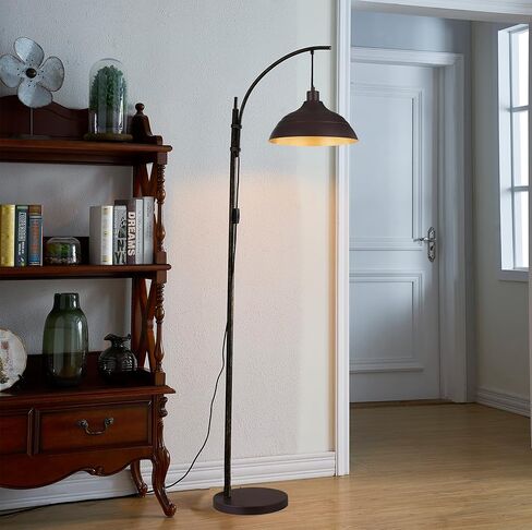 WOXXX Industrial Floor Lamp Modern Rustic Task Floor Lamp in Aged Bronze Finish, Standing Lamp Farmhouse arc Floor Lamps for Living Room Bedrooms Office Vintage Arched Bright Tall Reading lamp in Kuwait