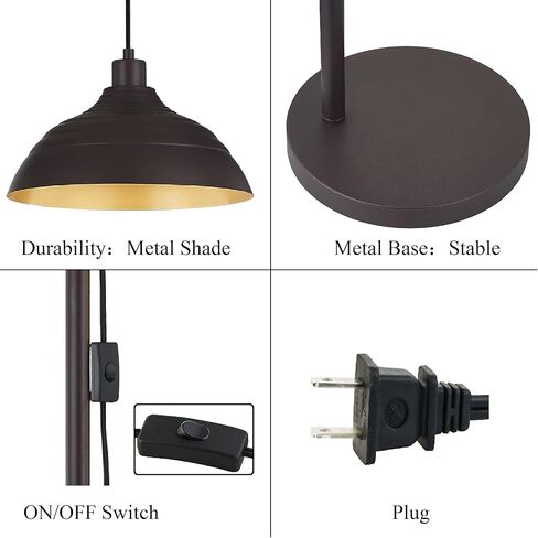 WOXXX Industrial Floor Lamp Modern Rustic Task Floor Lamp in Aged Bronze Finish, Standing Lamp Farmhouse arc Floor Lamps for Living Room Bedrooms Office Vintage Arched Bright Tall Reading lamp in Kuwait