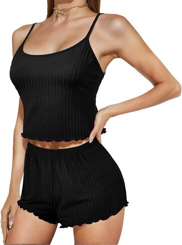 American Trends Cute Pajamas for Women Strawberry Print Cami Top and Shorts Pj Set Two Piece Pajama Set Sleepwear Sleep Set in Saudi Arabia