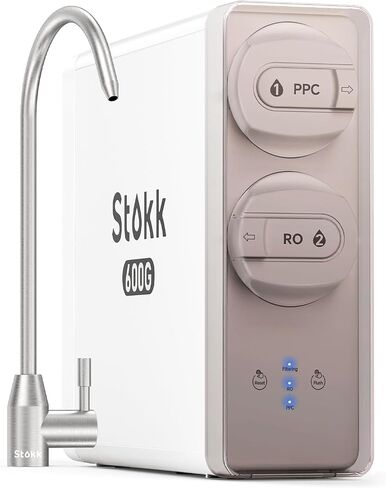 نظام التناضح العكسي Stokk بدون خزان، فلتر مياه سريع التدفق 800 GPD، NSF/ANSI 58&42، نظام RO ذو 8 مراحل، 3:1 نقي للتصريف، نظام RO بدون خزان تحت المغسلة، صنبور ذكي، تقليل PFAS، S2 in Saudi Arabia