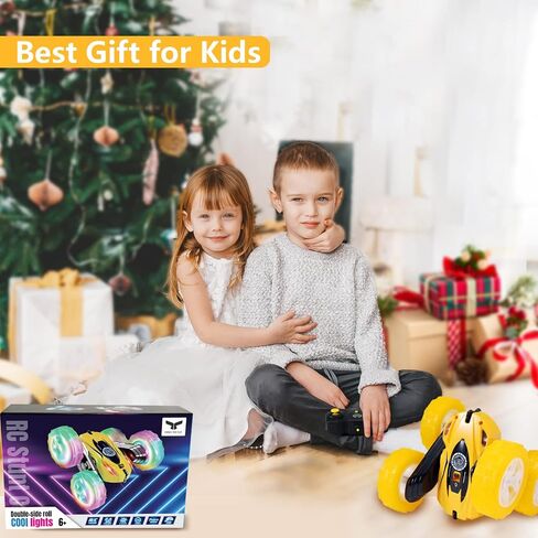 FREE TO FLY Remote Control Car For Boys: Kids RC Stunt Cars Toy with Headlights & WheelLights Double-Sided Driving 360°Flip Rotating Car Toys Gifts Presents for Boy Girls Age 6 7 8 9 10 11 12 Year Old in Saudi Arabia