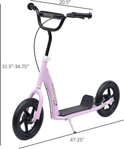 Homcom Kick Scooter for Kids من 5 إلى 12 عامًا ، ودراجة نارية Big Wheel مع مقود قابل للتعديل ، ومكابح قدم غير قابلة للانزلاق ، والفرامل الخلفية in Kuwait