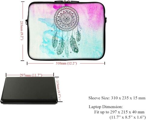 Meffort Inc 12 Inch Neoprene Laptop Sleeve Bag - Water Resistant, Hidden Handle, Adjustable Shoulder Strap, Dual Zipper, Fits Up to 11.6" 12" Laptops - Purple Butterflies in Kuwait