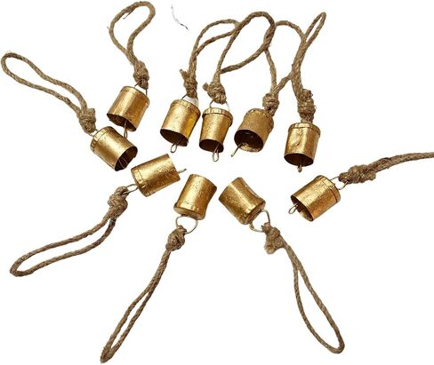 BELLUXE Harmony 4 Cow Bells Cluster on Rope Large Rustic Vintage Lucky Cow Bells On Rope Wall Hanging Décor (Gold) in Saudi Arabia