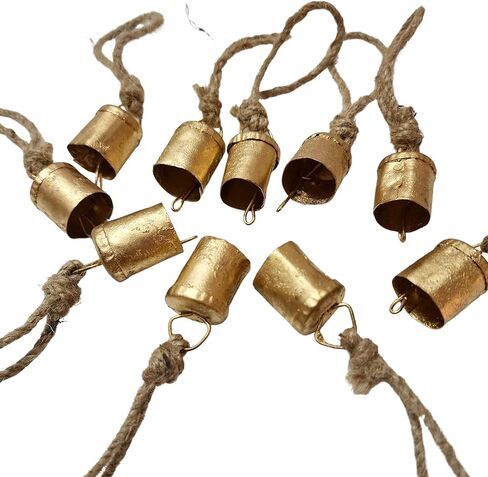 BELLUXE Harmony 4 Cow Bells Cluster on Rope Large Rustic Vintage Lucky Cow Bells On Rope Wall Hanging Décor (Gold) in Saudi Arabia