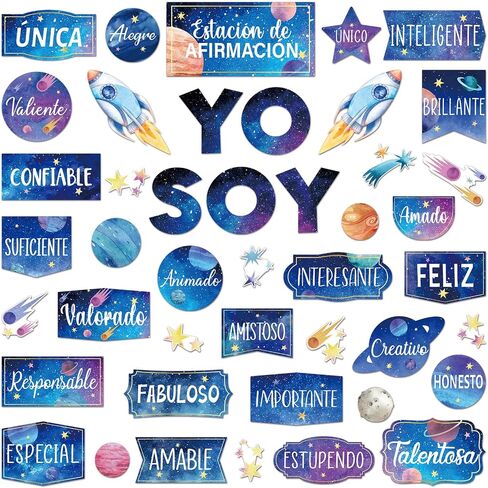 44 Pcs Affirmation Station Spanish Bulletin Board Set Motivational Posters Classroom Mirror Growth Mindset Decor Positive Affirmations Accents Cutouts for School Office Teacher(Boho) in Saudi Arabia