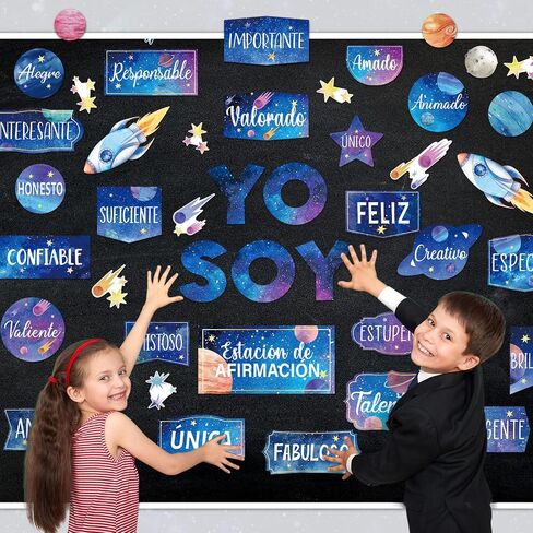 44 Pcs Affirmation Station Spanish Bulletin Board Set Motivational Posters Classroom Mirror Growth Mindset Decor Positive Affirmations Accents Cutouts for School Office Teacher(Boho) in Saudi Arabia