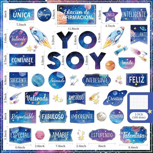 44 Pcs Affirmation Station Spanish Bulletin Board Set Motivational Posters Classroom Mirror Growth Mindset Decor Positive Affirmations Accents Cutouts for School Office Teacher(Boho) in Saudi Arabia