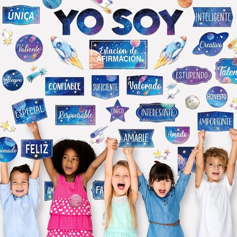 44 Pcs Affirmation Station Spanish Bulletin Board Set Motivational Posters Classroom Mirror Growth Mindset Decor Positive Affirmations Accents Cutouts for School Office Teacher(Boho) in Saudi Arabia