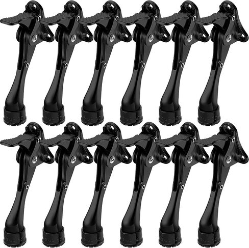 12 Pieces Heavy Duty Door Stoppers 5.35 Inches Kickdown Door Stop Adjustable Kick Down Door Stop Easy Pedal Door Stop with Rubber Tips Commercial Heavy Duty Door Stops for Bottom of Door in Saudi Arabia
