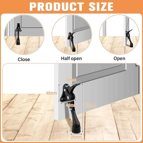 12 Pieces Heavy Duty Door Stoppers 5.35 Inches Kickdown Door Stop Adjustable Kick Down Door Stop Easy Pedal Door Stop with Rubber Tips Commercial Heavy Duty Door Stops for Bottom of Door in Saudi Arabia