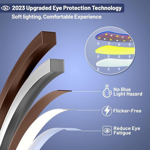 مصباح أرضي LED قابل للتعتيم مع 3 درجات حرارة ألوان، مصابيح أرضية قوسية فائقة السطوع 2000 لومن لغرفة المعيشة، مصباح طويل قائم حديث مع جهاز تحكم عن بعد للقراءة مصباح أرضي لغرفة النوم والمكتب والفصول الدراسية in Kuwait
