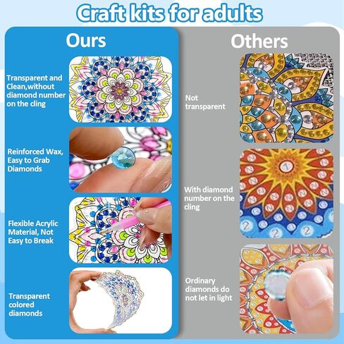 LINGFANG 4 Pcs Diamond Art Stained Glass Window Clings with Diamond DIY Pen Tools, Diamond Painting Window Stickers for Suncatchers, Diamond Art Kits for Adults, Diamond Art Accessories (Mandala 4) in Kuwait