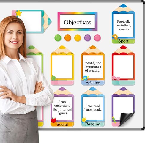 16 PCS Magnetic Write Organization Chart Classroom Dry Arase Tarnes Forms Abougtives For Whiteboard Forms Targets Classroom Supplies (Colored Pencil) in Saudi Arabia