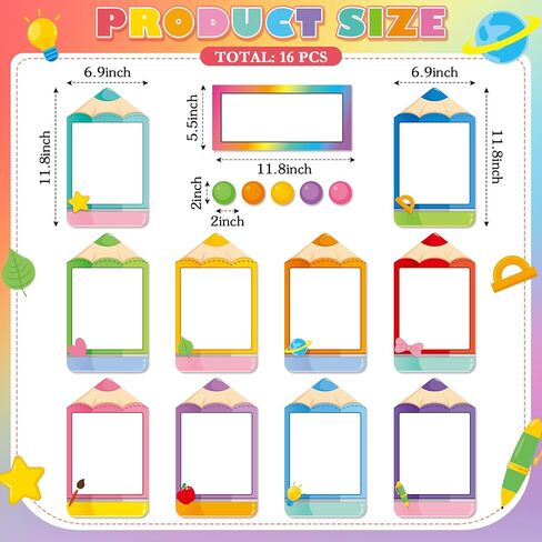 16 PCS Magnetic Write Organization Chart Classroom Dry Arase Tarnes Forms Abougtives For Whiteboard Forms Targets Classroom Supplies (Colored Pencil) in Saudi Arabia