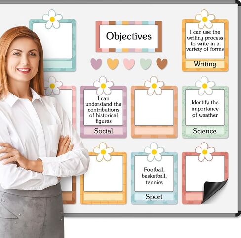 16 Pcs Magnetic Write Wipe Organization Chart Classroom Dry Erase Labels Learning Objectives Board for Whiteboard Goals Targets Classroom Teaching Supplies (Colored Pencil) in Saudi Arabia