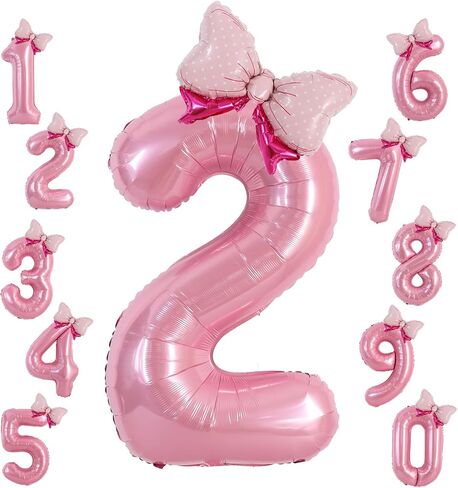 Vuzvuv 40 Inch Pink Bow Balloons Huge Foil Pink Number Balloon No.3 for Birthday Party Decoration, Mini Bowtie Balloon for 3rd Birthday Baby Shower Anniversary in Kuwait