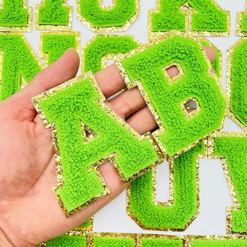 Jongdari Chenille Iron on Letters for Clothing, Glitter Varsity Alphabet Patch Sewing Appliques with Ironed Adhesive - 26pcs, Purple in Kuwait