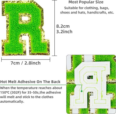 Jongdari Chenille Iron on Letters for Clothing, Glitter Varsity Alphabet Patch Sewing Appliques with Ironed Adhesive - 26pcs, Purple in Kuwait