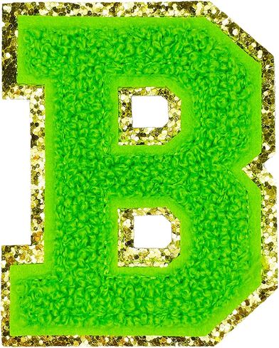 Jongdari Chenille Iron on Letters for Clothing, Glitter Varsity Alphabet Patch Sewing Appliques with Ironed Adhesive - 26pcs, Purple in Kuwait