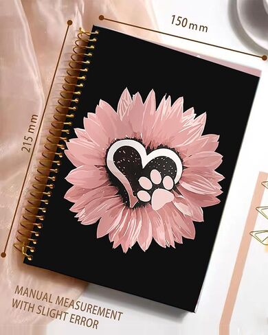 iampanda Spiral Journal Notebook,Strong TwinWire Binding with Premium Paper for Girl Women,60 Sheets A5 College Ruled NotebookJournal,Perfect for School Office Home Gifts,Sunflower Pink Flowers Dog in Kuwait