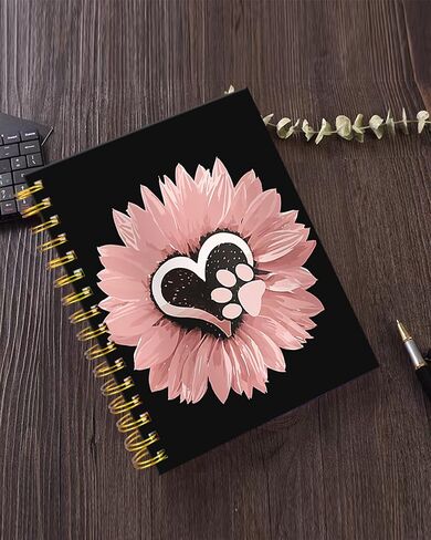 iampanda Spiral Journal Notebook,Strong TwinWire Binding with Premium Paper for Girl Women,60 Sheets A5 College Ruled NotebookJournal,Perfect for School Office Home Gifts,Sunflower Pink Flowers Dog in Kuwait