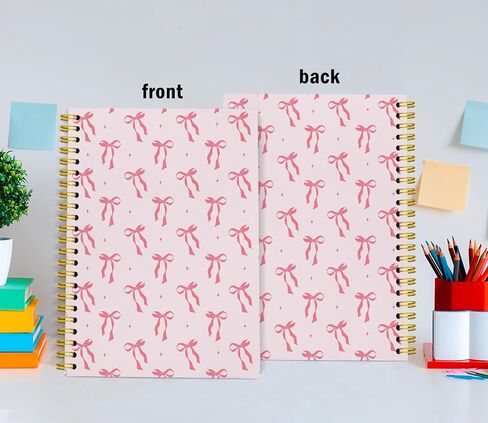 Cute Bow Spiral Notebook, Preppy Aesthetic Coquette Bow Girls School Supplies Notebook Journals For Teens, Cute Notebooks For School, Diary for Women Girls Notebook, 5.5x8.3 in Saudi Arabia