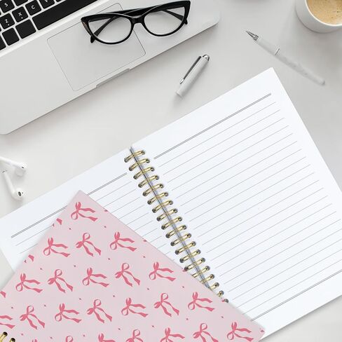 Cute Bow Spiral Notebook, Preppy Aesthetic Coquette Bow Girls School Supplies Notebook Journals For Teens, Cute Notebooks For School, Diary for Women Girls Notebook, 5.5x8.3 in Saudi Arabia