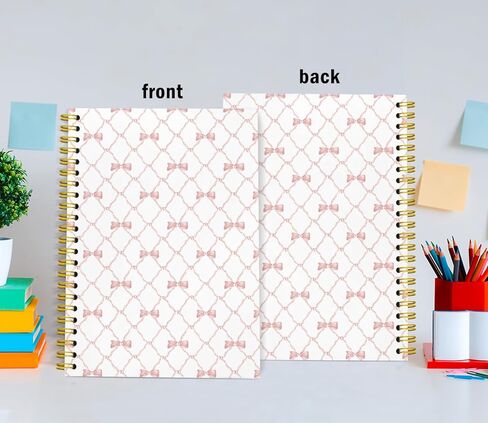 Prey Bow Spiral Notebook ، Preppy Aesthetic Coquette Bow Girls School School Journals للمراهقين ، دفاتر ملاحظات لطيفة للمدرسة ، يوميات Women Girls ، 5.5x8.3 in Kuwait