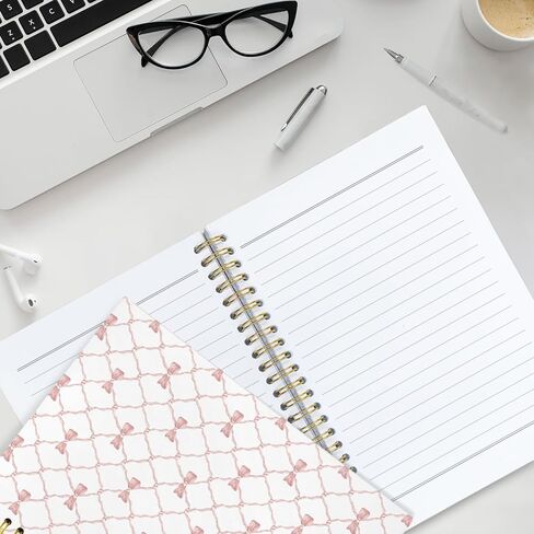 Prey Bow Spiral Notebook ، Preppy Aesthetic Coquette Bow Girls School School Journals للمراهقين ، دفاتر ملاحظات لطيفة للمدرسة ، يوميات Women Girls ، 5.5x8.3 in Kuwait