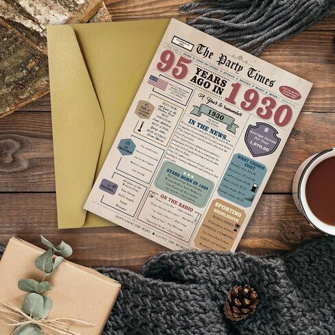 بطاقة عيد ميلاد 95 للرجال نساء ، هدايا عيد ميلاد رجعية لامرأة رجل يبلغ من العمر 95 عامًا ، زخارف بيوم 95 لجدة الجد in Kuwait