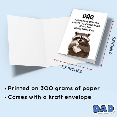 Funny Fathers Day Card - Happy Fathers Day Cards for Dad from Daughter, Son, Kids - Funny Cards for Dad, Daddy - Single 5.3''x 8'' Folded Cute Greeting Card with Envelope in Saudi Arabia