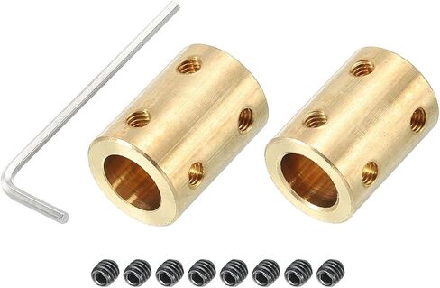 PATIKIL Shaft Coupler Connector L22 x D16 5mm to 10mm Bore Rigid Coupling Brass Shaft Joint w Screw,Wrench for 3D Printers Gold 2Pack in Kuwait