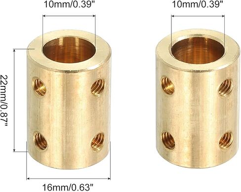 PATIKIL Shaft Coupler Connector L22 x D16 5mm to 10mm Bore Rigid Coupling Brass Shaft Joint w Screw,Wrench for 3D Printers Gold 2Pack in Kuwait