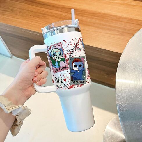 10 Sheets Halloween UV DTF Cup Wraps Bulk for 16 OZ, Horror Cartoon Decals UV DTF Cup Wraps Transfer Stickers for Glass Cups Tumblers (B) in Saudi Arabia