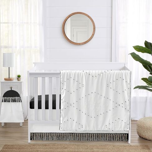 Sweet Jojo Designs Pink Boho Bohemian Baby Girl Nursery Crib Bedding Set - 4 pieces - Solid Color Blush Shabby Chic Princess Luxurious Luxury Elegant Vintage Designer Boutique Victorian Embroidered in Saudi Arabia