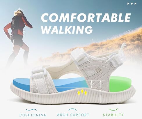 KuaiLu Womens Orthopedic Walking Sandals Recovery Sport Outdoor Hiking Water Sandles Thick Athletic Cushion Adjustable Strap Sandals with Comfortable Plantar Fasciitis Arch Support in Saudi Arabia